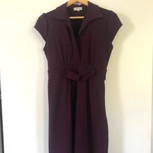 Vintage Fitted Dress - Purple with Faux Belt